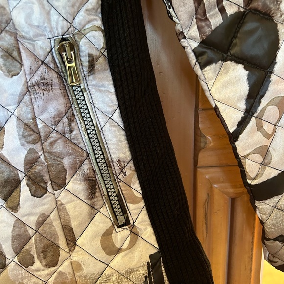 Dolcezza quilted jacket, black, brown,grey print, small, NWT - Picture 3 of 3